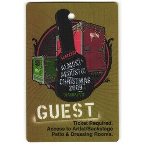 2009 KROQ Acoustic Christmas Guest Backstage Laminate Pass Universal City CA AIC